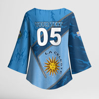 Custom Uruguay Football Kimono Sleeve Blouse Sun Of May Symbol Unique Style