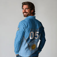 Custom Uruguay Football Long Sleeve Polo Shirt Sun Of May Symbol Unique Style