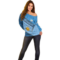 Custom Uruguay Football Off Shoulder Sweater Sun Of May Symbol Unique Style