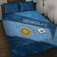 Uruguay Football Quilt Bed Set Sun Of May Symbol Unique Style