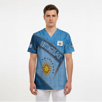 Custom Uruguay Football Scrub Top Sun Of May Symbol Unique Style