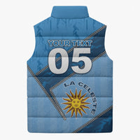 Custom Uruguay Football Sleeveless Puffer Jacket Sun Of May Symbol Unique Style