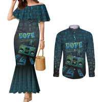 Dope Like Hip Hop Couples Matching Mermaid Dress and Long Sleeve Button Shirt Hiphop Graffiti Style - Wonder Print Shop