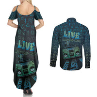 Dope Like Hip Hop Couples Matching Summer Maxi Dress and Long Sleeve Button Shirt Hiphop Graffiti Style - Wonder Print Shop