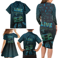 Dope Like Hip Hop Family Matching Long Sleeve Bodycon Dress and Hawaiian Shirt Hiphop Graffiti Style - Wonder Print Shop