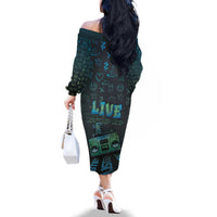 Dope Like Hip Hop Family Matching Off The Shoulder Long Sleeve Dress and Hawaiian Shirt Hiphop Graffiti Style - Wonder Print Shop