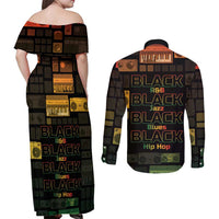 Black Music Month Couples Matching Off Shoulder Maxi Dress and Long Sleeve Button Shirt All Music Is Black Music - Wonder Print Shop