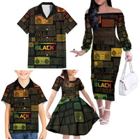 Black Music Month Family Matching Off The Shoulder Long Sleeve Dress and Hawaiian Shirt All Music Is Black Music - Wonder Print Shop