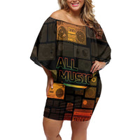 Black Music Month Family Matching Off Shoulder Short Dress and Hawaiian Shirt All Music Is Black Music - Wonder Print Shop