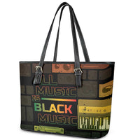 Black Music Month Leather Tote Bag All Music Is Black Music - Wonder Print Shop
