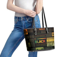 Black Music Month Leather Tote Bag All Music Is Black Music - Wonder Print Shop