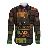 Black Music Month Long Sleeve Button Shirt All Music Is Black Music - Wonder Print Shop