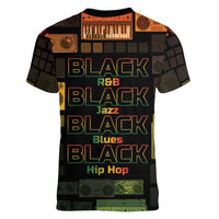 Black Music Month Women V-Neck T-Shirt All Music Is Black Music - Wonder Print Shop