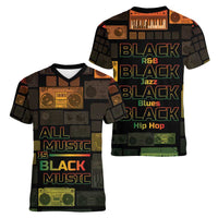 Black Music Month Women V-Neck T-Shirt All Music Is Black Music - Wonder Print Shop