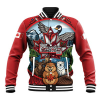 Happy Canada Day Baseball Jacket Cute Wildlife Animals Maple Leaf