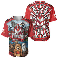 Happy Canada Day Baseball Jersey Cute Wildlife Animals Maple Leaf