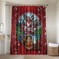 Happy Canada Day Bathroom Set Cute Wildlife Animals Maple Leaf