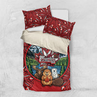 Happy Canada Day Bedding Set Cute Wildlife Animals Maple Leaf