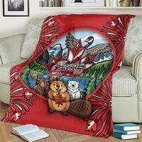 Happy Canada Day Blanket Cute Wildlife Animals Maple Leaf