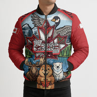 Happy Canada Day Bomber Puffer Jacket Cute Wildlife Animals Maple Leaf