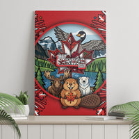 Happy Canada Day Canvas Wall Art Cute Wildlife Animals Maple Leaf