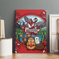 Happy Canada Day Canvas Wall Art Cute Wildlife Animals Maple Leaf