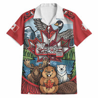 Happy Canada Day Hawaiian Shirt Cute Wildlife Animals Maple Leaf