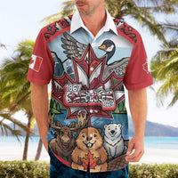 Happy Canada Day Hawaiian Shirt Cute Wildlife Animals Maple Leaf