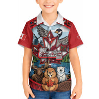 Happy Canada Day Hawaiian Shirt Cute Wildlife Animals Maple Leaf