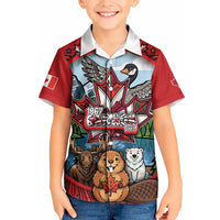 Happy Canada Day Kid Hawaiian Shirt Cute Wildlife Animals Maple Leaf