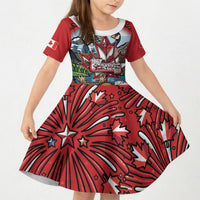 Happy Canada Day Kid Short Sleeve Dress Cute Wildlife Animals Maple Leaf