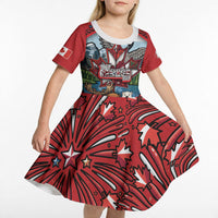 Happy Canada Day Kid Short Sleeve Dress Cute Wildlife Animals Maple Leaf