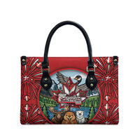 Happy Canada Day Leather Bag Cute Wildlife Animals Maple Leaf