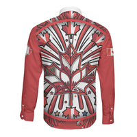 Happy Canada Day Long Sleeve Button Shirt Cute Wildlife Animals Maple Leaf