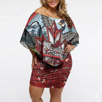 Happy Canada Day Off Shoulder Short Dress Cute Wildlife Animals Maple Leaf