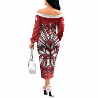 Happy Canada Day Off The Shoulder Long Sleeve Dress Cute Wildlife Animals Maple Leaf