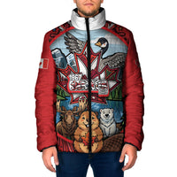 Happy Canada Day Padded Jacket Cute Wildlife Animals Maple Leaf