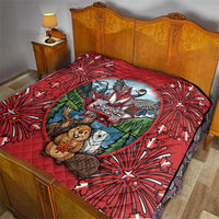Happy Canada Day Quilt Cute Wildlife Animals Maple Leaf