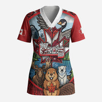 Happy Canada Day Scrub Top Cute Wildlife Animals Maple Leaf