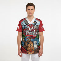Happy Canada Day Scrub Top Cute Wildlife Animals Maple Leaf
