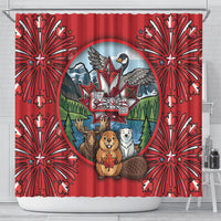 Happy Canada Day Shower Curtain Cute Wildlife Animals Maple Leaf