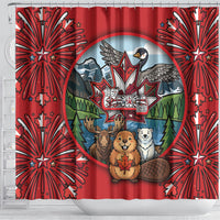 Happy Canada Day Shower Curtain Cute Wildlife Animals Maple Leaf