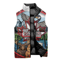 Happy Canada Day Sleeveless Puffer Jacket Cute Wildlife Animals Maple Leaf