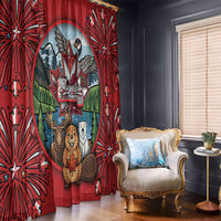 Happy Canada Day Window Curtain Cute Wildlife Animals Maple Leaf