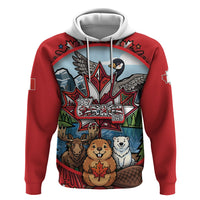 Happy Canada Day Zip Hoodie Cute Wildlife Animals Maple Leaf
