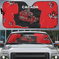 Canada National Indigenous Peoples Day Auto Sun Shade Red Map Haida Totem Patterns