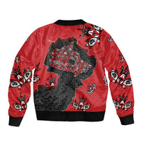 Canada National Indigenous Peoples Day Bomber Jacket Red Map Haida Totem Patterns