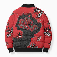 Canada National Indigenous Peoples Day Bomber Puffer Jacket Red Map Haida Totem Patterns