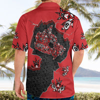 Canada National Indigenous Peoples Day Hawaiian Shirt Red Map Haida Totem Patterns
