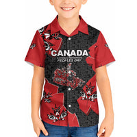 Canada National Indigenous Peoples Day Hawaiian Shirt Red Map Haida Totem Patterns